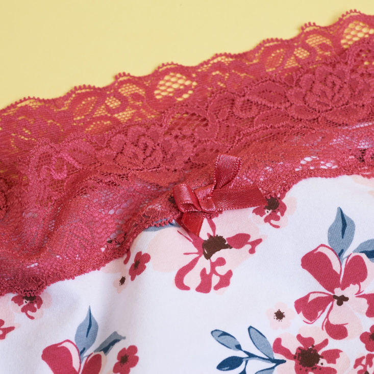 lace waistband on red flower printed underwear