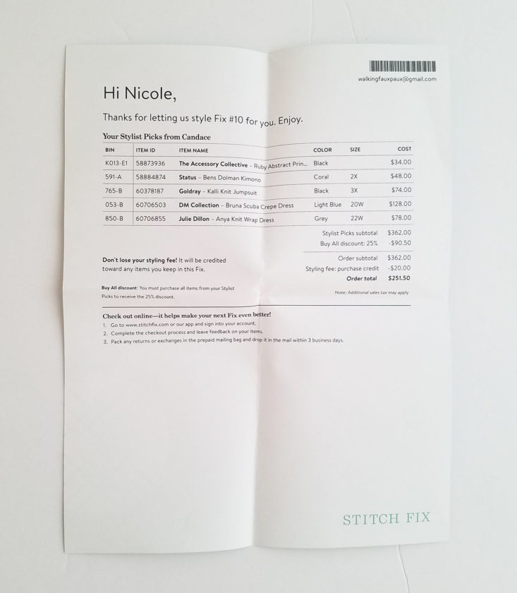 Stitch Fix Plus March 2018 Box 0005 - receipt