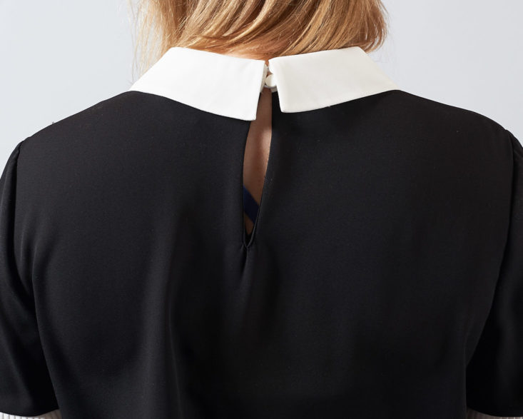 back of collar for CeCe Pleat Sleeve Collared Crepe Blouse