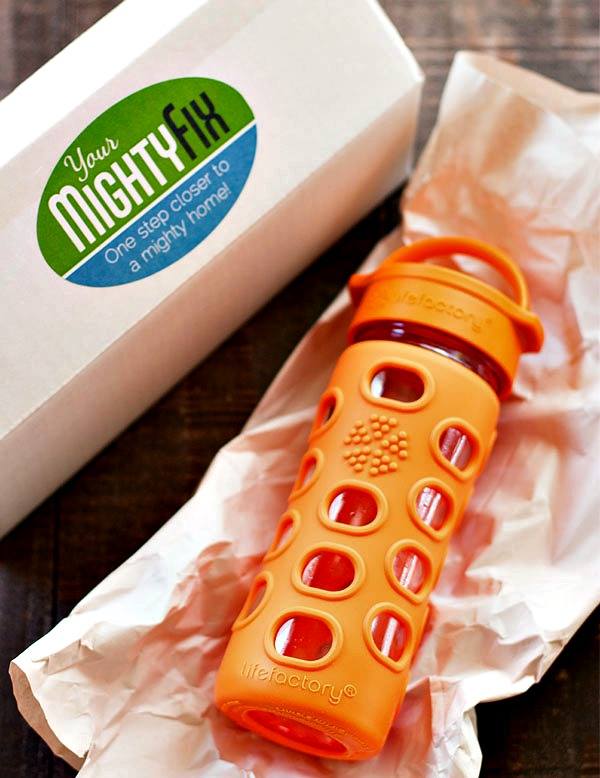 mighty fix orange reusable water bottle