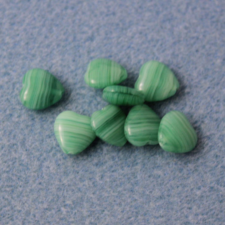 8 mm Czech Glass Heart in Green White Opal (8 pcs)