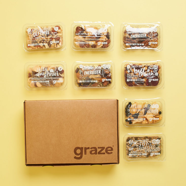 graze april 2018 all snacks laid out