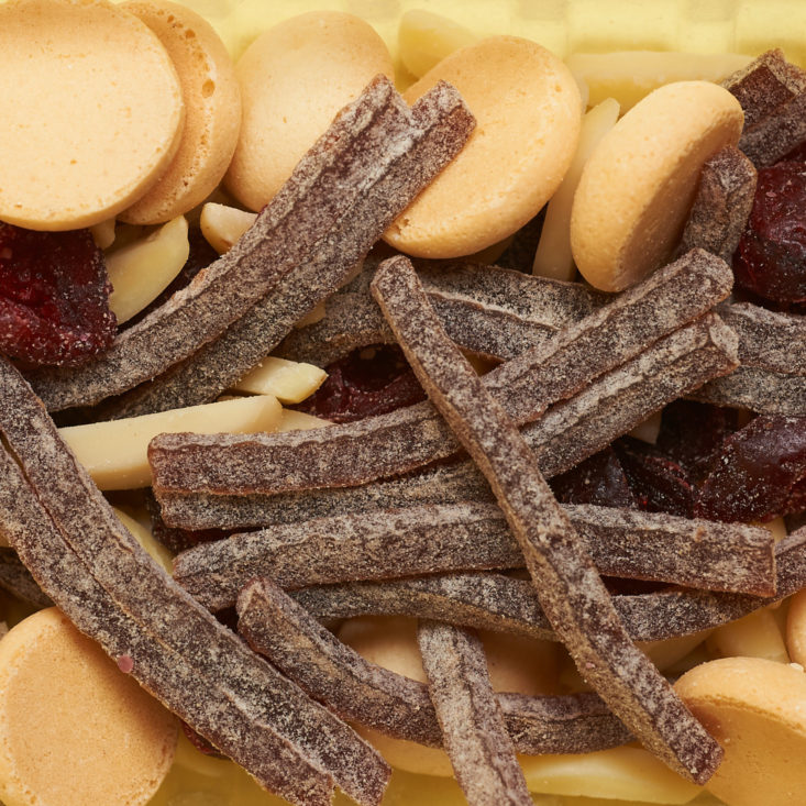 gummy strings and cookie pieces