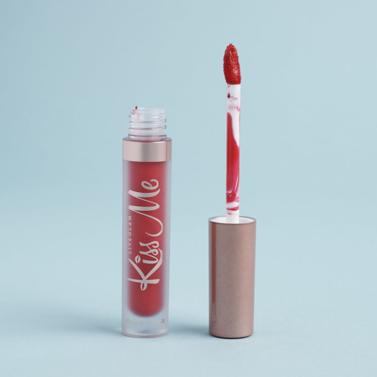 LiveGlam KissMe Liquid Lipstick in Poppy with applicator