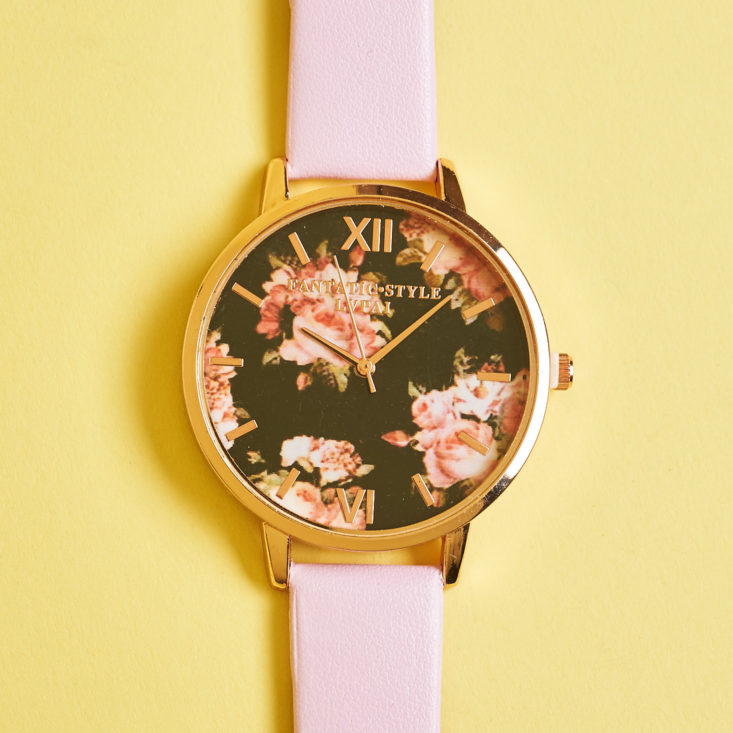 pink watch with floral face