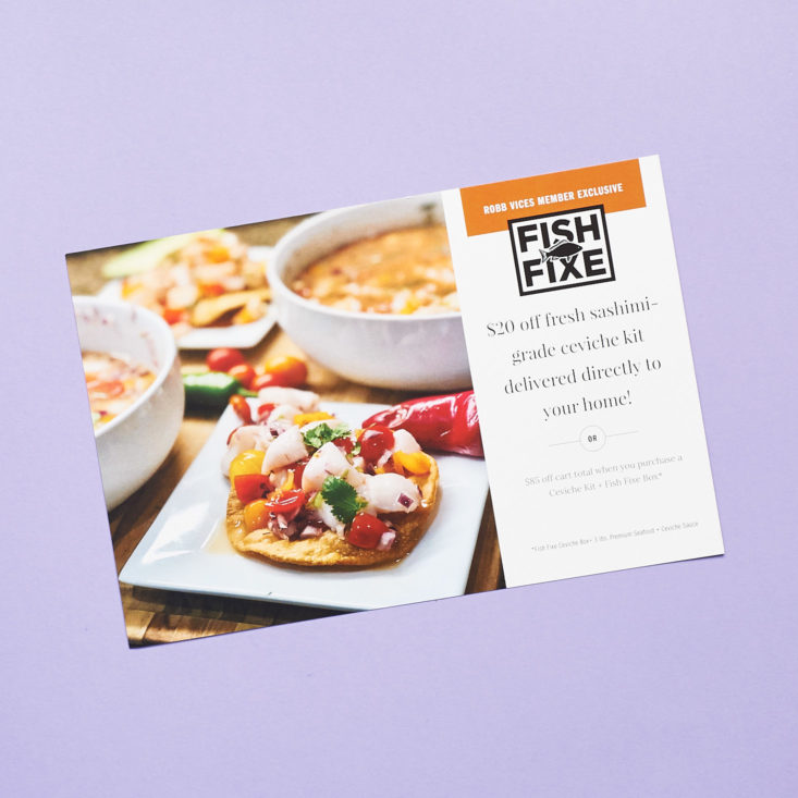 robb vices fish fixe promo card