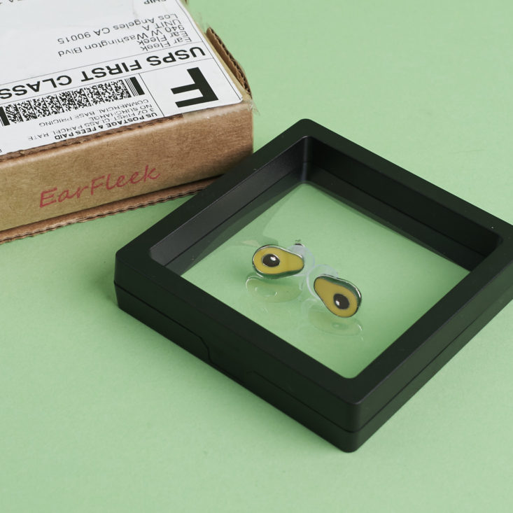 earfleek avocado earrings in box for may