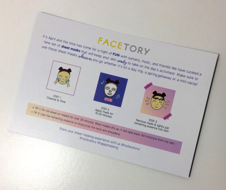 Facetory April 2018 Card 1