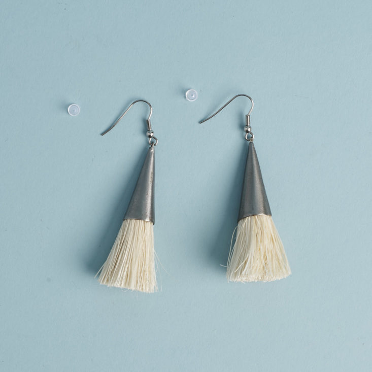 metal and straw tassel earrings