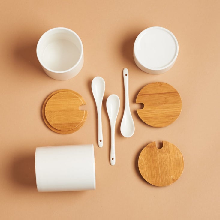 monthly mystery box of awesome wood lids ceramic jars and spoons