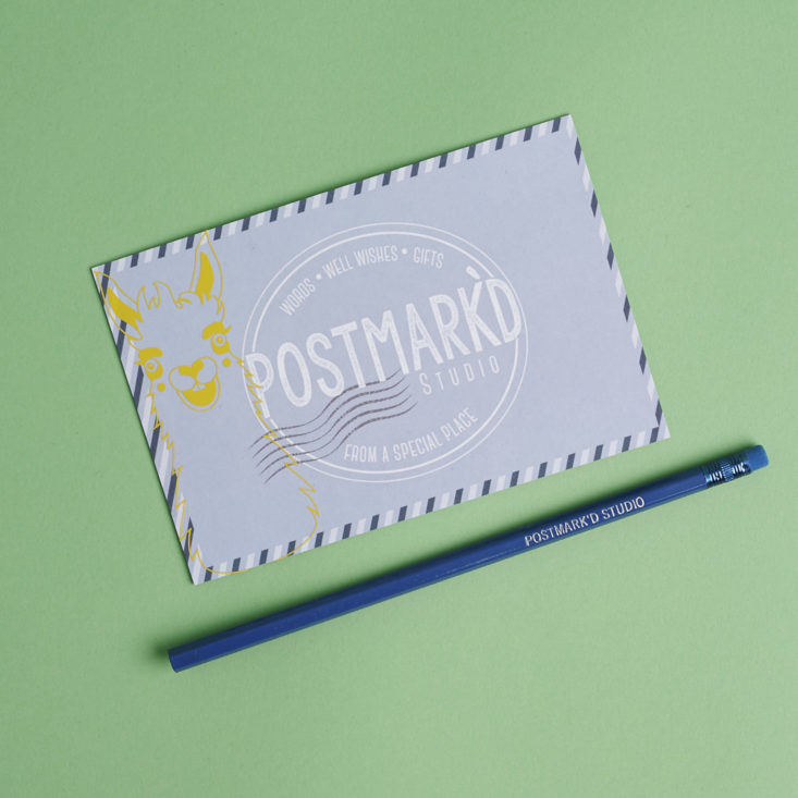 Postmarkd Studio Postcard w Llama and pencil