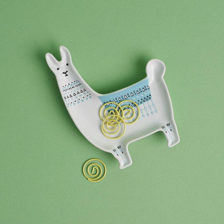 llama Trinket Tray with paperclips 