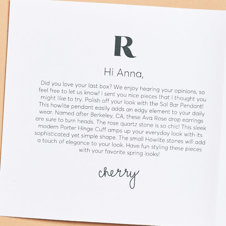 rocksbox may stylist note