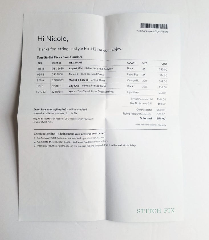 Stitch Fix Plus May 2018 Box 0005 receipt