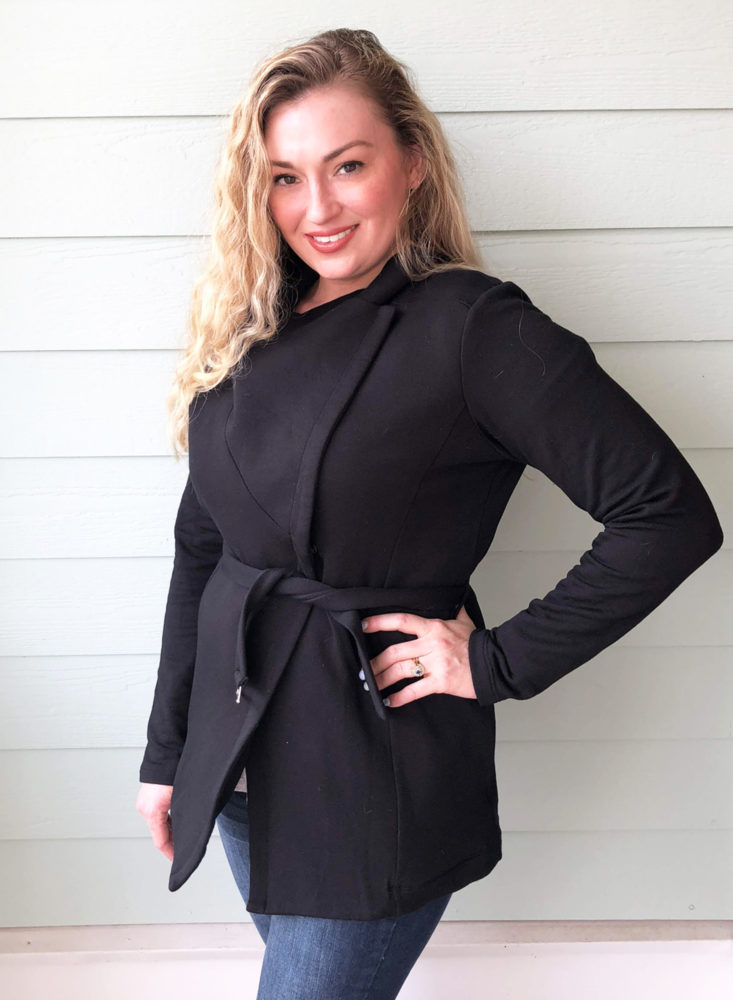W. by Wantable Wrap Front Belted Coat in Black, M