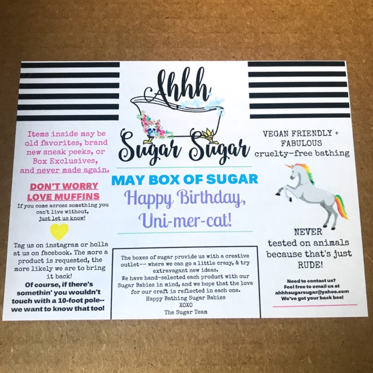 Ahh Sugar Sugar May 2018 box lid