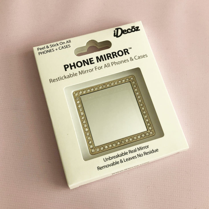 iDecoz Phone Mirror, Gold Square with Crystals  