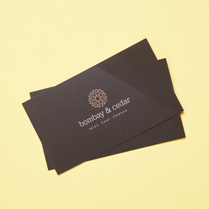 bombay and cedar essential oil cards
