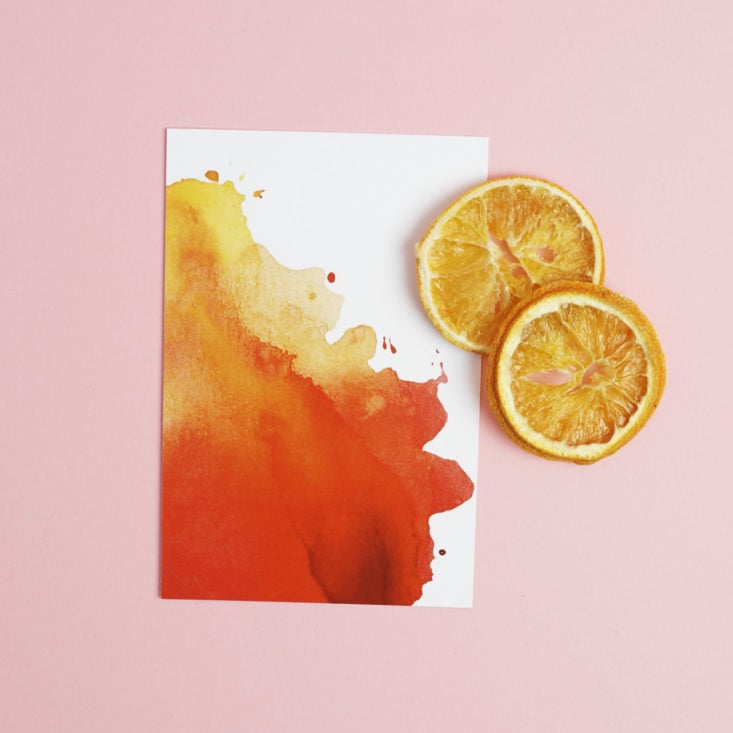 info card with dried orange slices