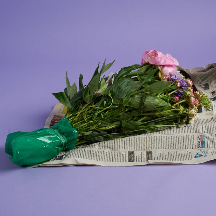 flower bundle in newspaper