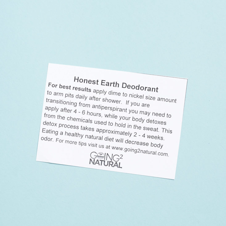 kloverbox honest earth deoderant card