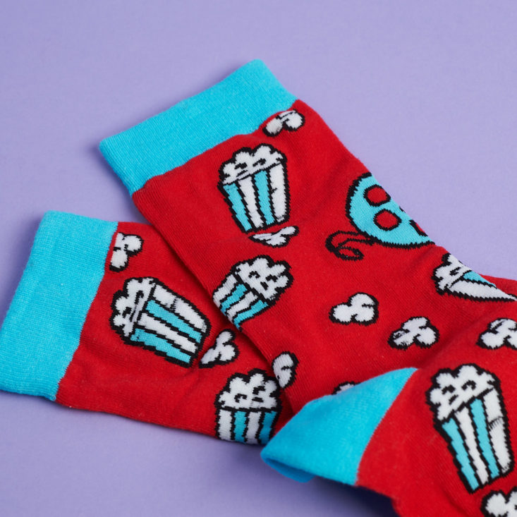 quirky post movie themed patterned socks