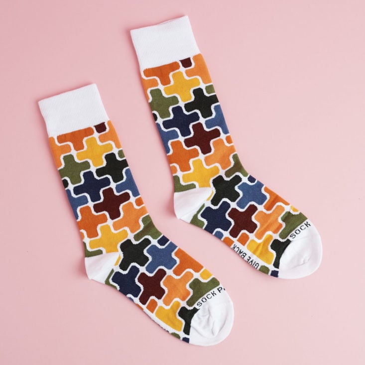 colorful plus sign patterned socks