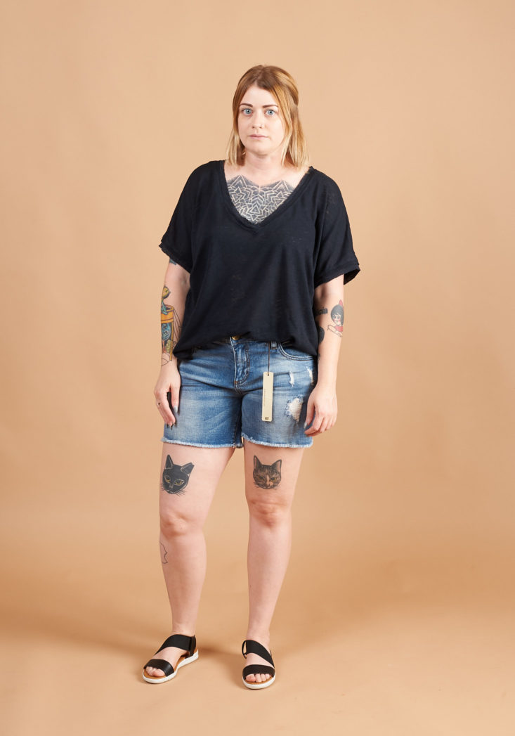 Free People Take Me Tee with KUT from the Kloth Gidget Distressed shorts
