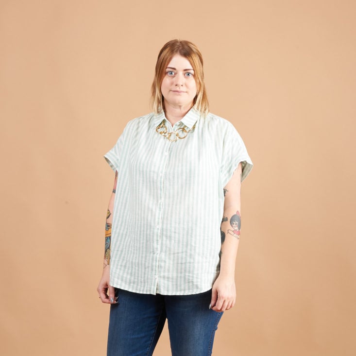 Madewell Central Shirt in Mint Stripe