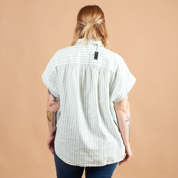 back of Madewell Central Shirt in Mint Stripe