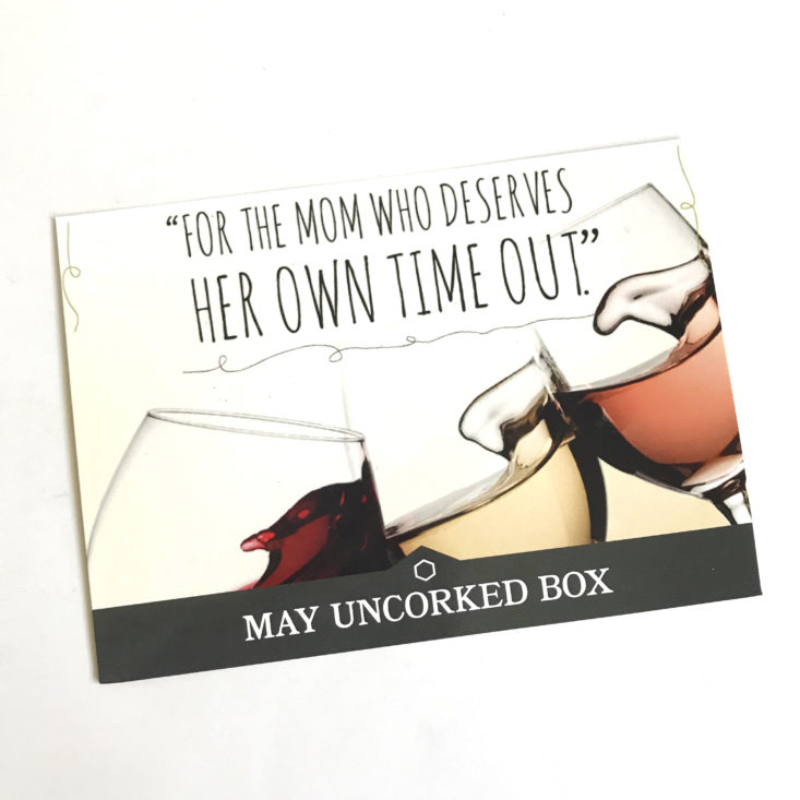 Uncorked May 2018 - information card