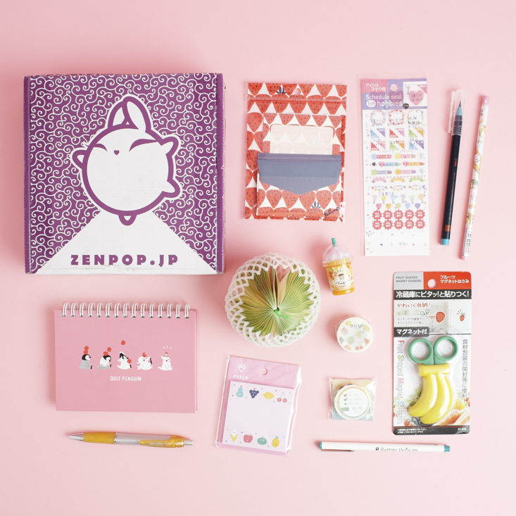 contents of ZenPop Stationery Pack