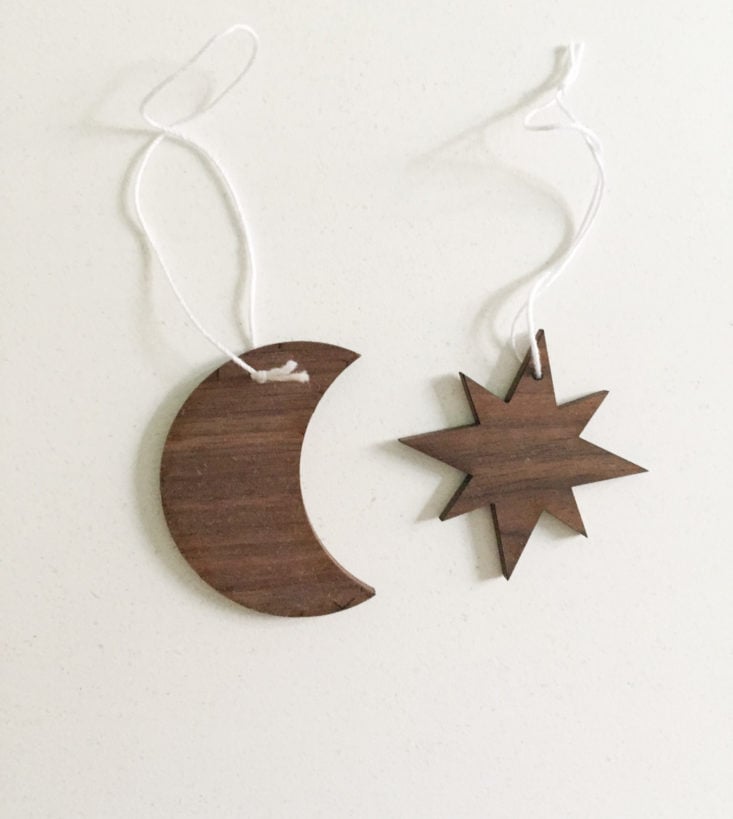 Moon and Star Walnut Face Ornaments by Collin Garrity 