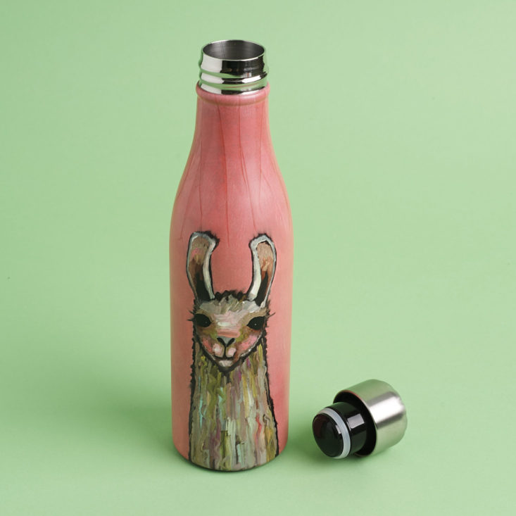 Studio Oh Insulated Water Bottle w Llama with cap off