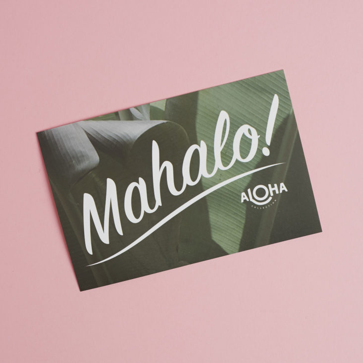 front of Info card for Aloha Collection pouch