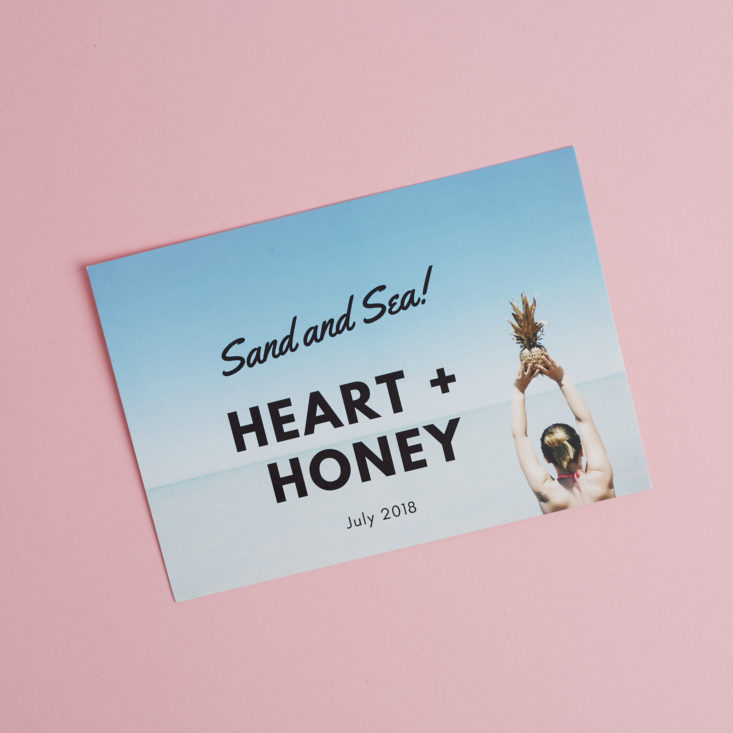 Heart and Honey Sand and Sea Info card