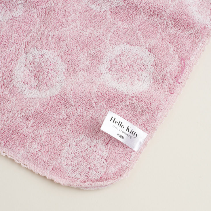 back of Pink Sakura Hello Kitty Washcloth