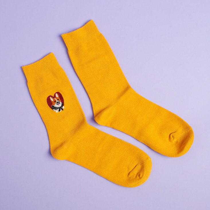 quirky post yellow corgi socks