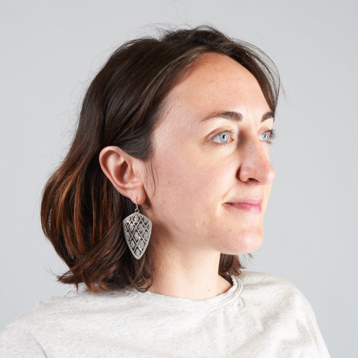 rocksbox dangling earrings on model