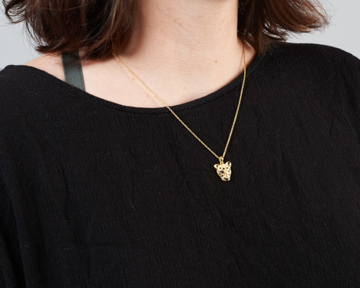 rocksbox leopard necklace on model