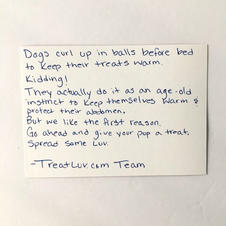 TreatLuv handwritten note