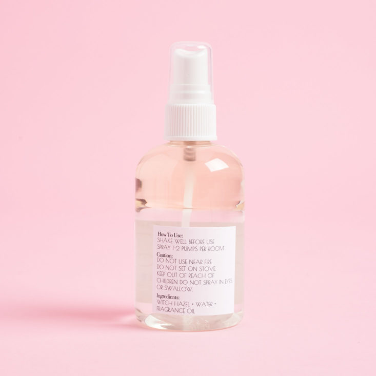 back of Sea Salt and Orchid Room Spray