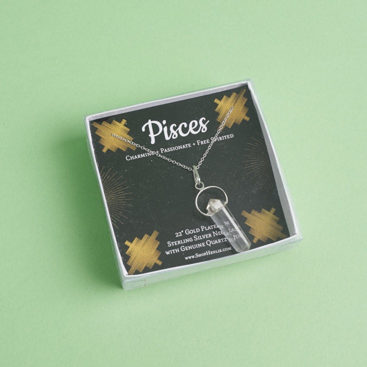 Pisces Quartz and Silver Necklace in box