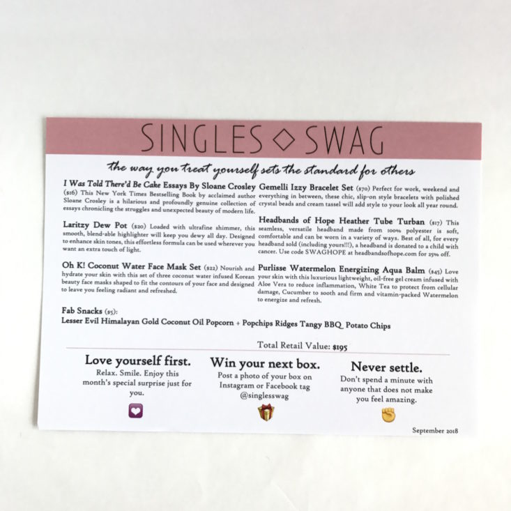 singlesswag information card