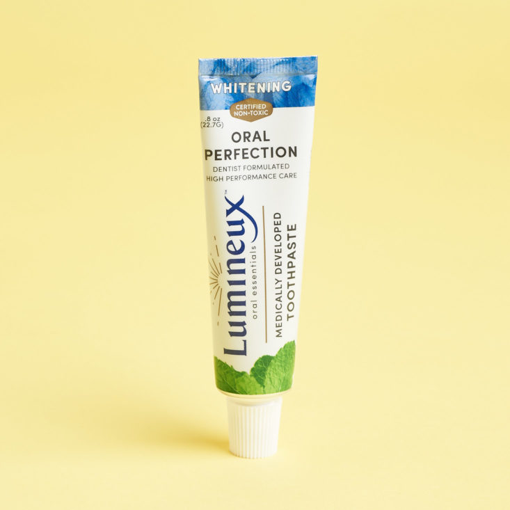 New Beauty Test Tube September 2018 - Lumineux Toothpaste Front View