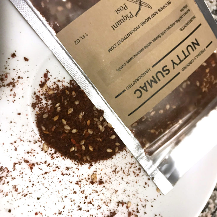 Piquant Post August 2018 - nutty sumac spice open