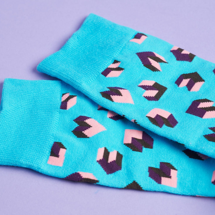 quirky post heart pixel socks
