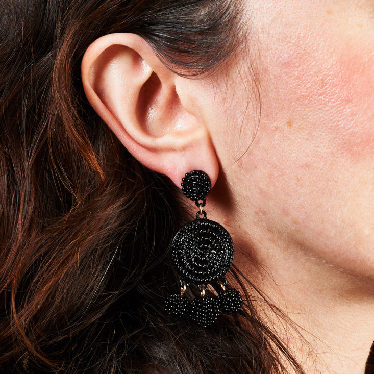 rocksbox black beaded earring on model