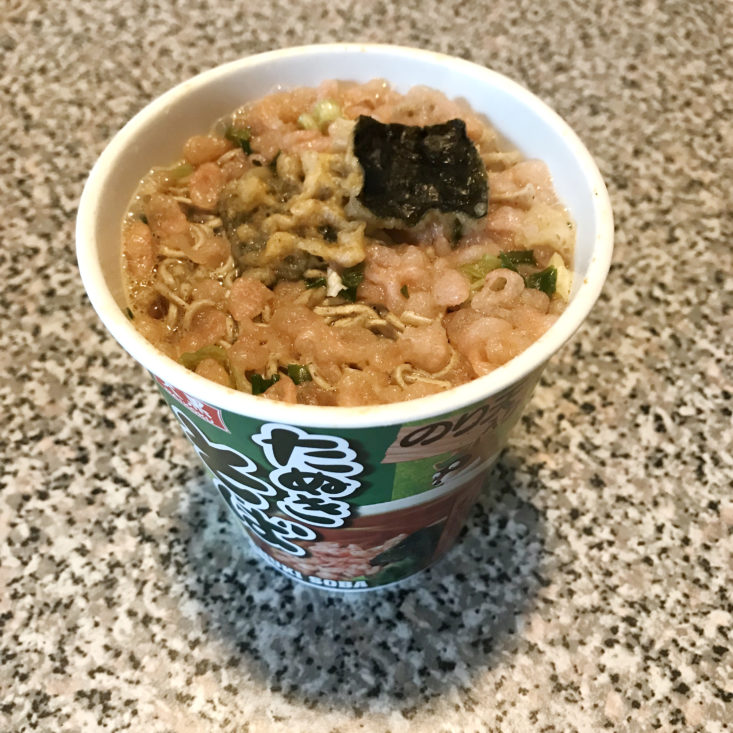 Umai Crate August 2018 - tanuki soba cooked