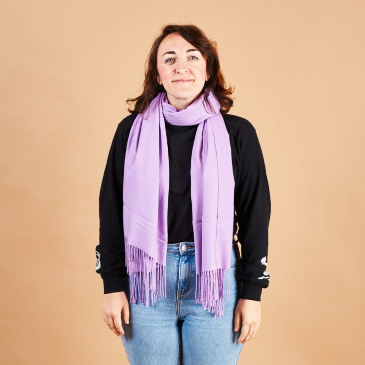 yogi surprise purple scarf on model